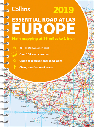 2019 Collins Essential Road Atlas Europe