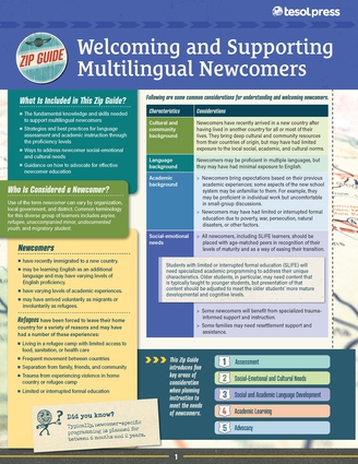 TESOL Zip Guide: Welcoming and Supporting Multilingual Newcomers (Pack of 10)