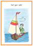 Man steering small sailboat